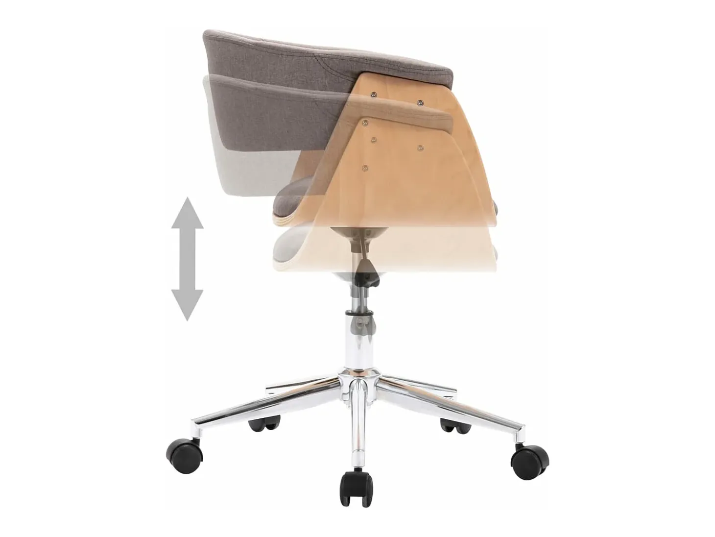 Silla de comedor giratoria de madera curvada y tela gris taupe ES498256
