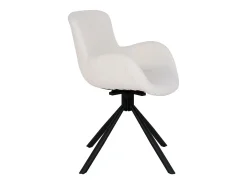 Silla de comedor giratorio de tela blanca
