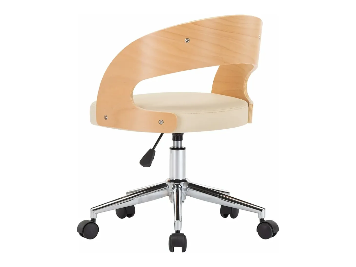 Silla de comedor giratoria madera curvada cuero sintético crema
