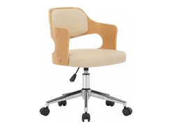 Silla de comedor giratoria madera curvada cuero sintético crema