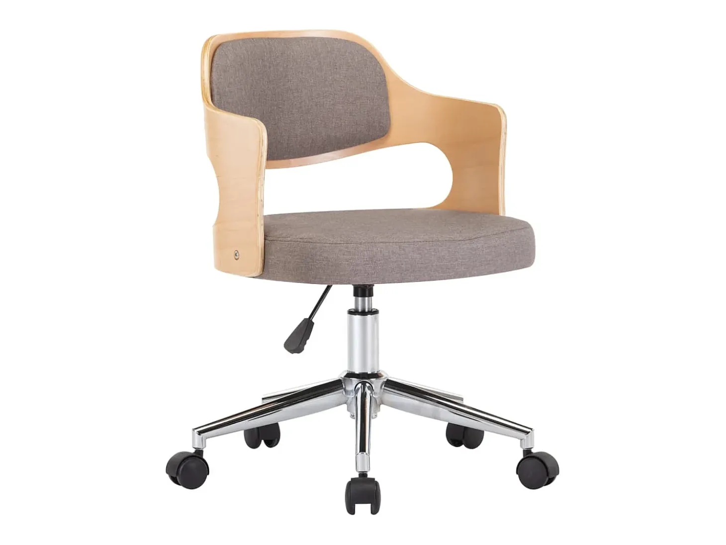 Silla de comedor giratoria de madera curvada y tela gris taupe
