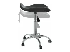 Silla de comedor giratoria cuero sintético negro
