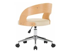 Silla de comedor giratoria madera curvada cuero sintético crema ES596421