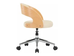Silla de comedor giratoria madera curvada cuero sintético crema ES596421