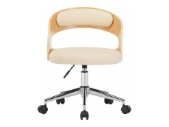 Silla de comedor giratoria madera curvada cuero sintético crema ES596421