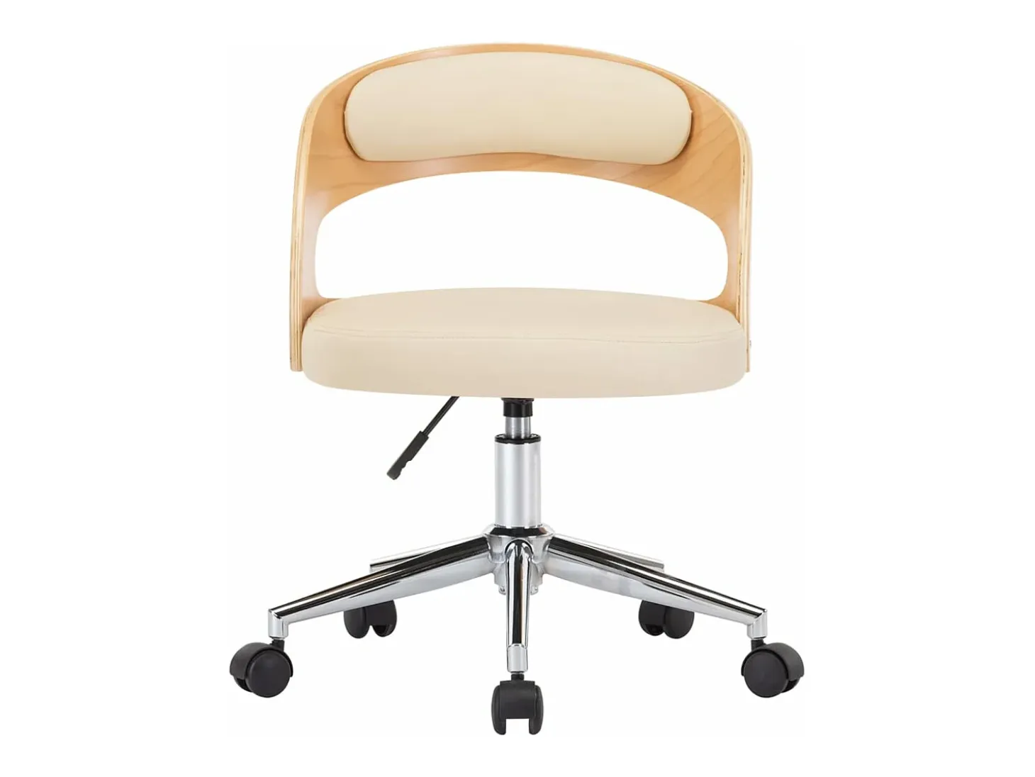 Silla de comedor giratoria madera curvada cuero sintético crema ES596421