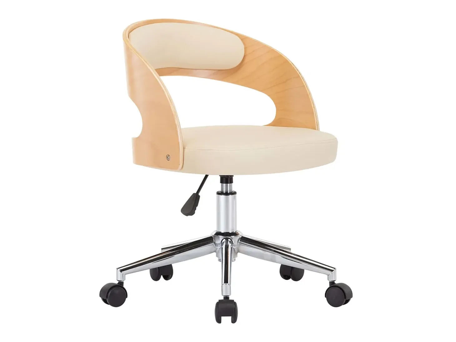 Silla de comedor giratoria madera curvada cuero sintético crema ES596421