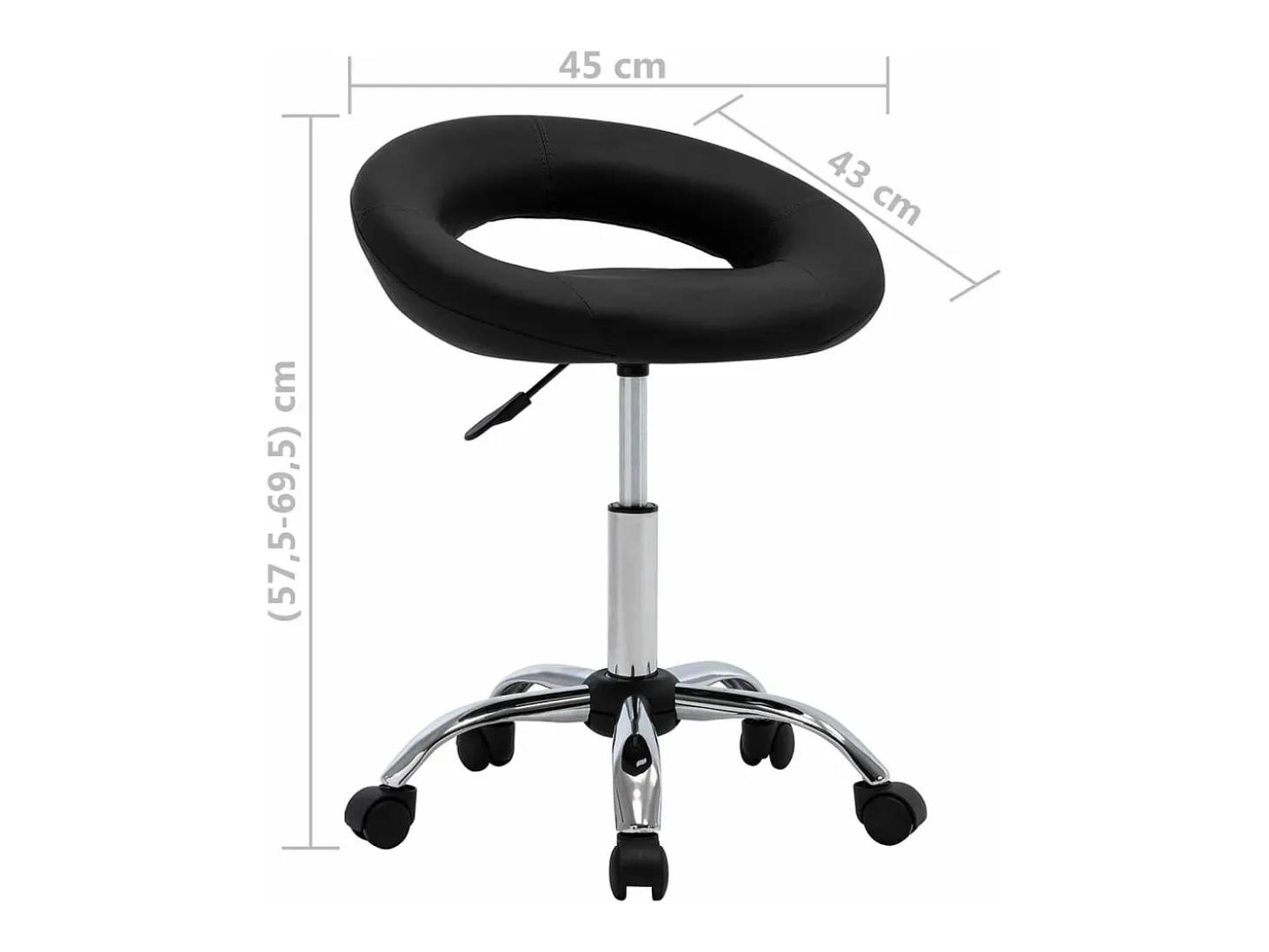 Silla de comedor giratoria cuero sintético negro