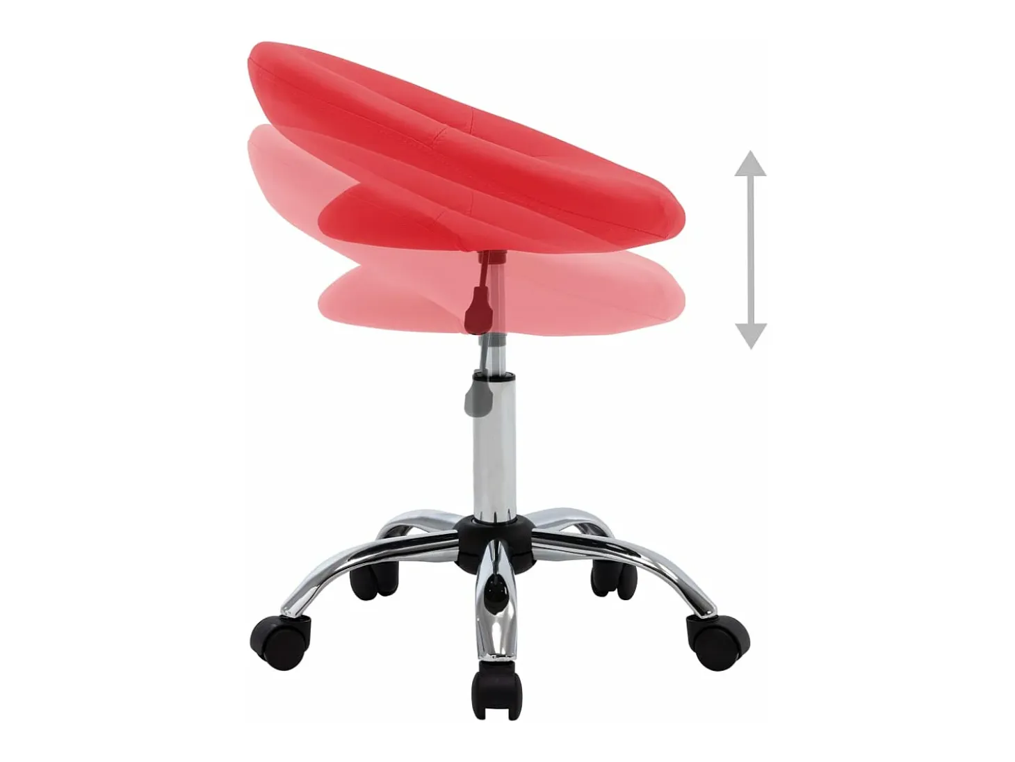 Silla de comedor giratoria de cuero sintética roja ES815805