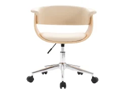 Silla de comedor giratoria madera curvada cuero sintético crema ES747475