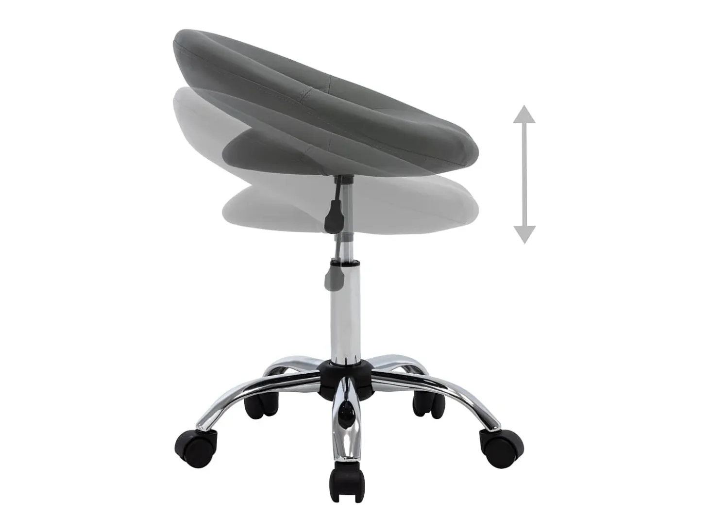 Silla de comedor giratoria de cuero sintética gris