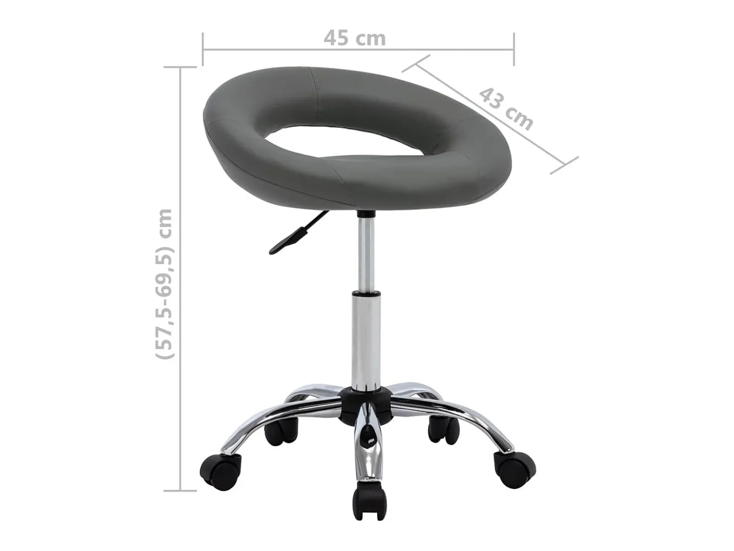 Silla de comedor giratoria de cuero sintética gris