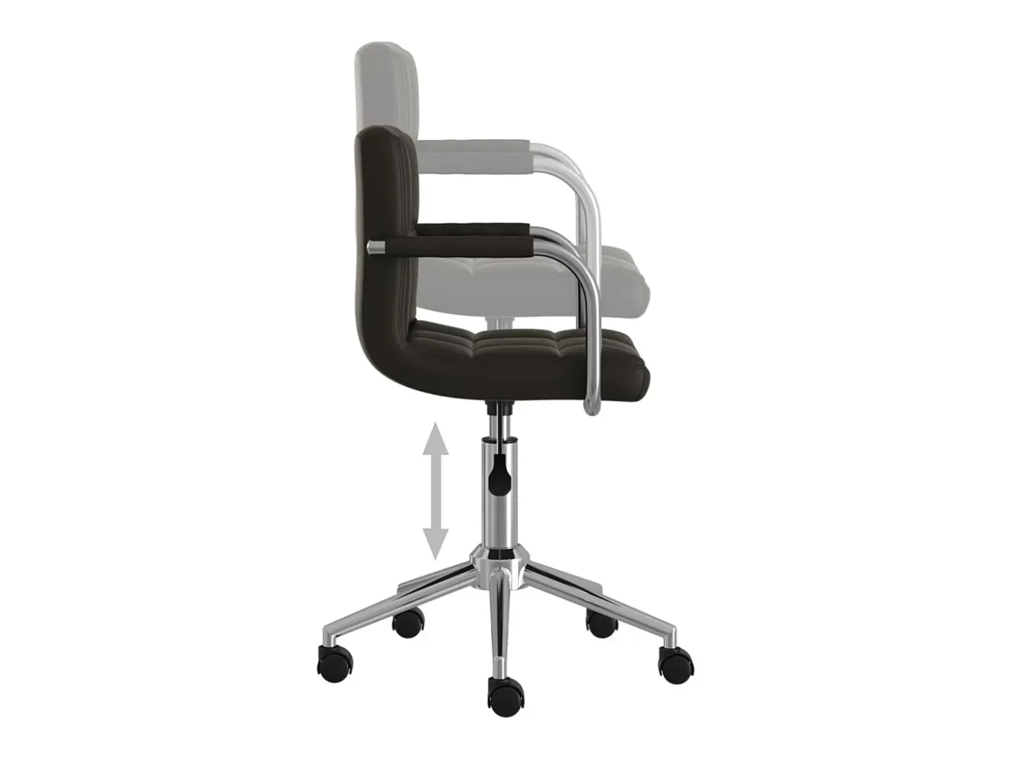 Silla de comedor giratoria cuero sintético negro