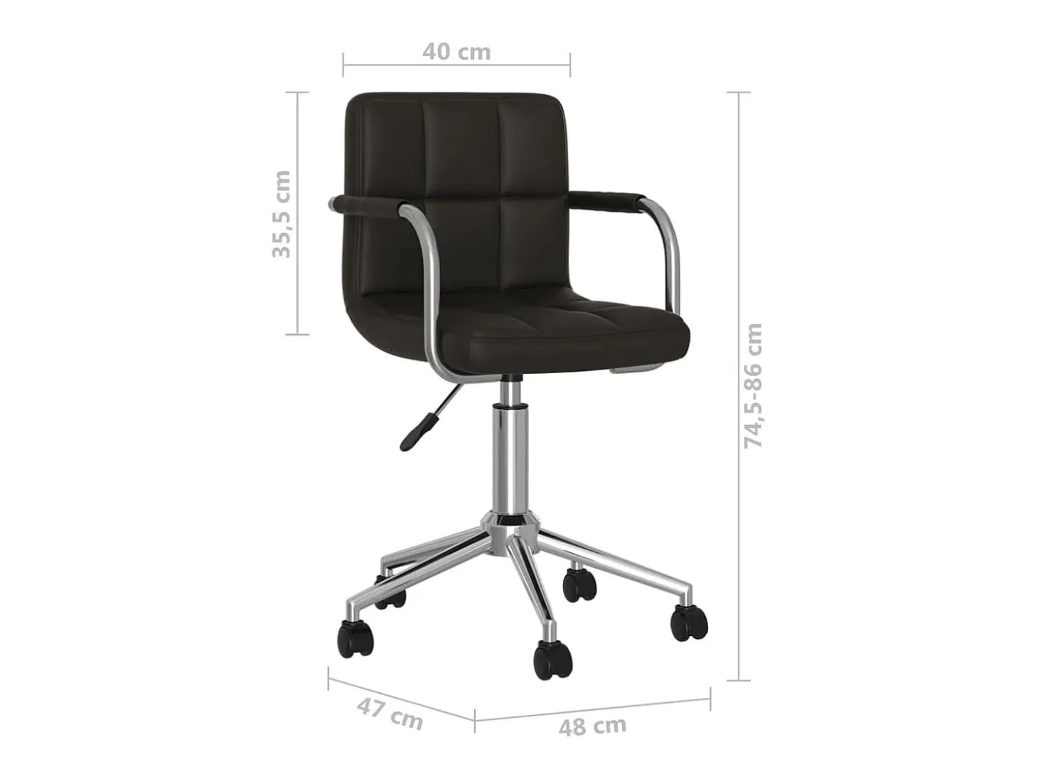 Silla de comedor giratoria cuero sintético negro