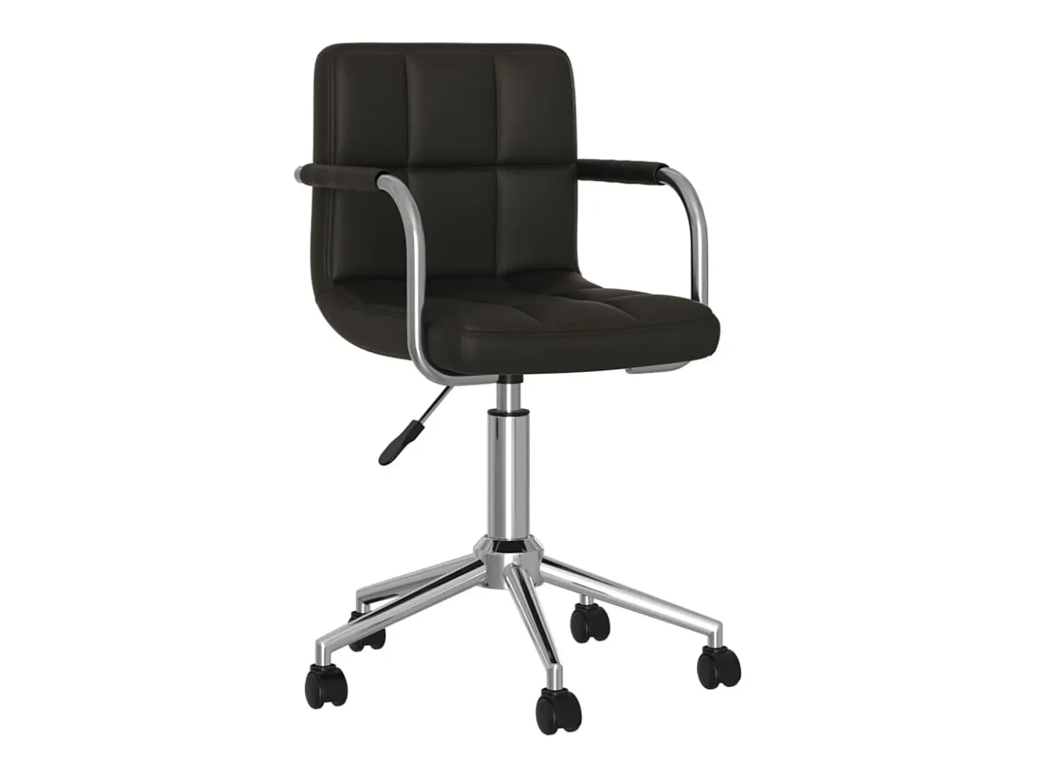Silla de comedor giratoria cuero sintético negro