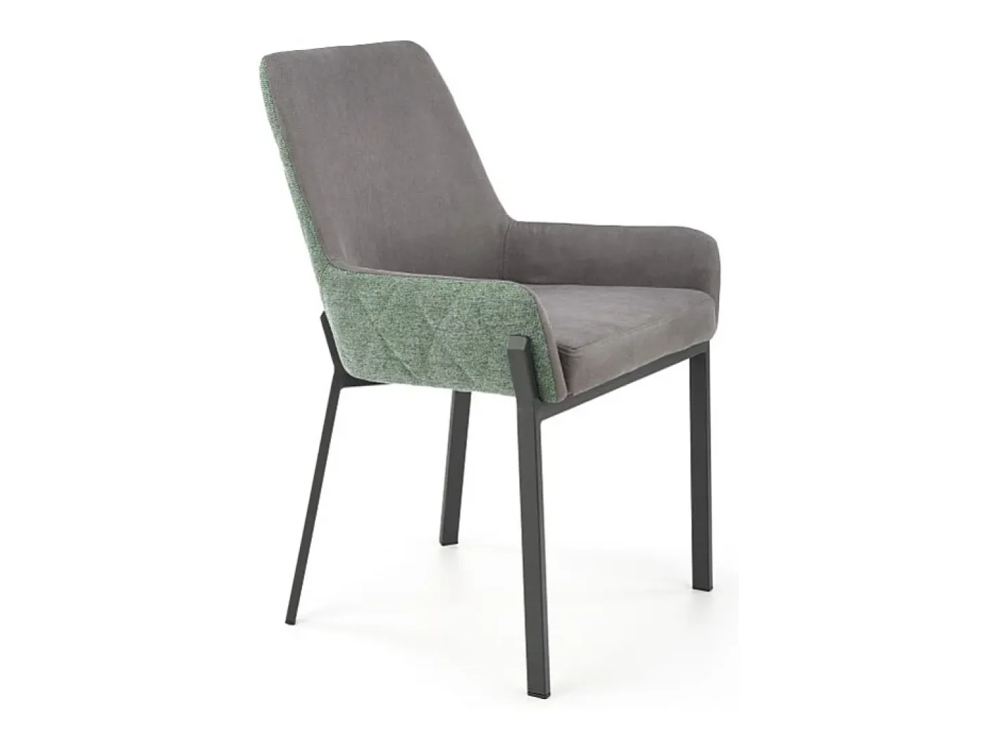 Silla de comedor gris y verde con patas de metal negro OGMA