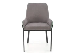 Silla de comedor gris y verde con patas de metal negro OGMA