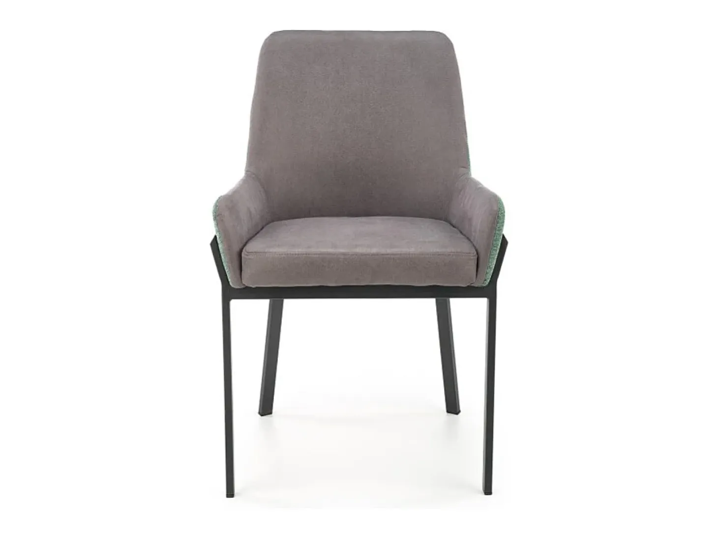 Silla de comedor gris y verde con patas de metal negro OGMA