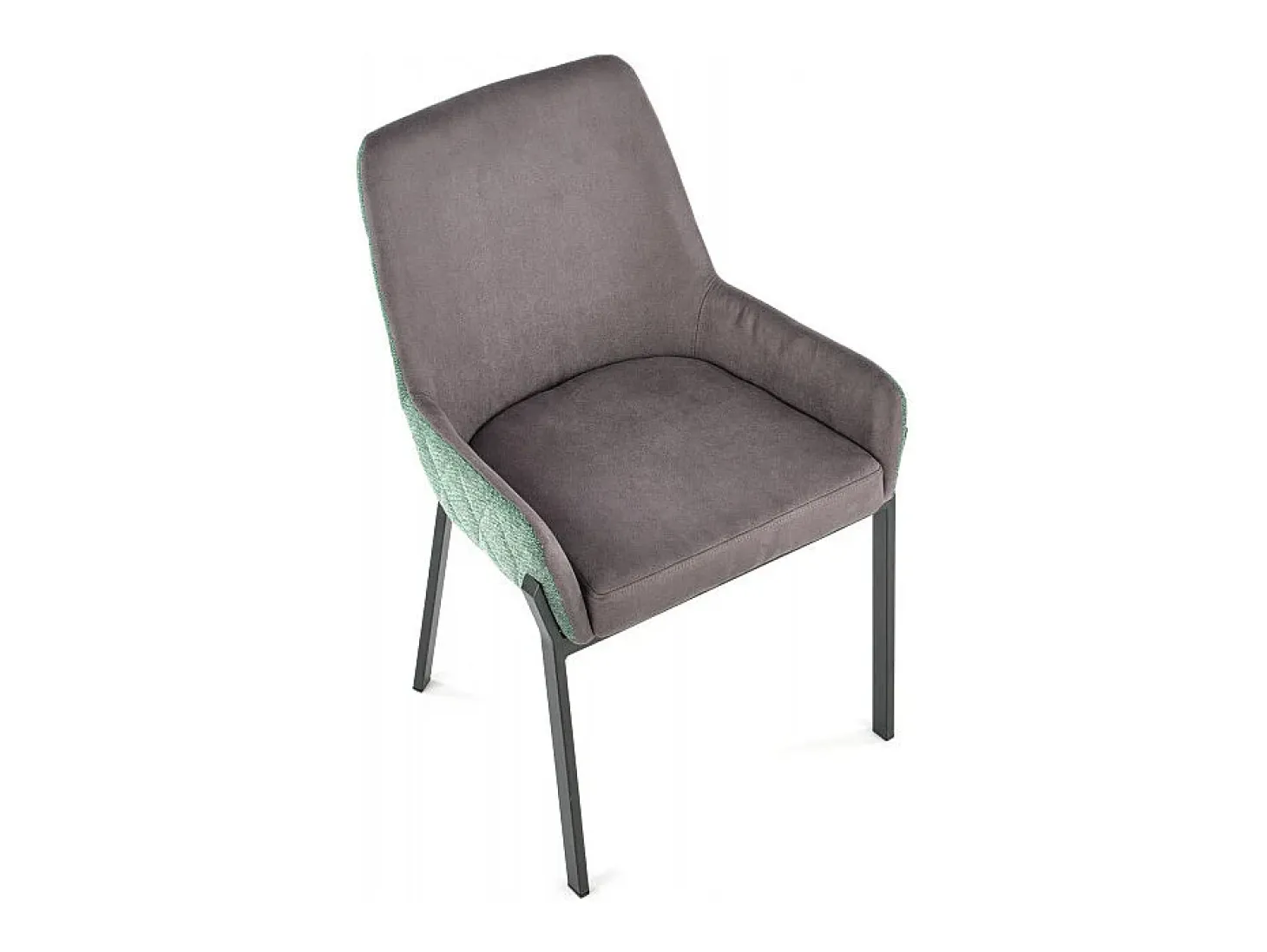 Silla de comedor gris y verde con patas de metal negro OGMA