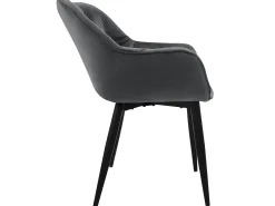 Silla de comedor Juego de 2 Funda de terciopelo antracita con patas de metal incl. Material de montaje ML-Design