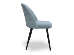 Silla de comedor Kety en microfibra azul claro con patas de metal negro