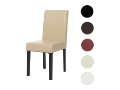 Silla de comedor Littau, crema, patas oscuras