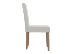 Silla de comedor Littau bouclé (set de 4), crema, patas color natural