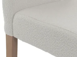 Silla de comedor Littau bouclé (juego de 6), crema, patas color natural