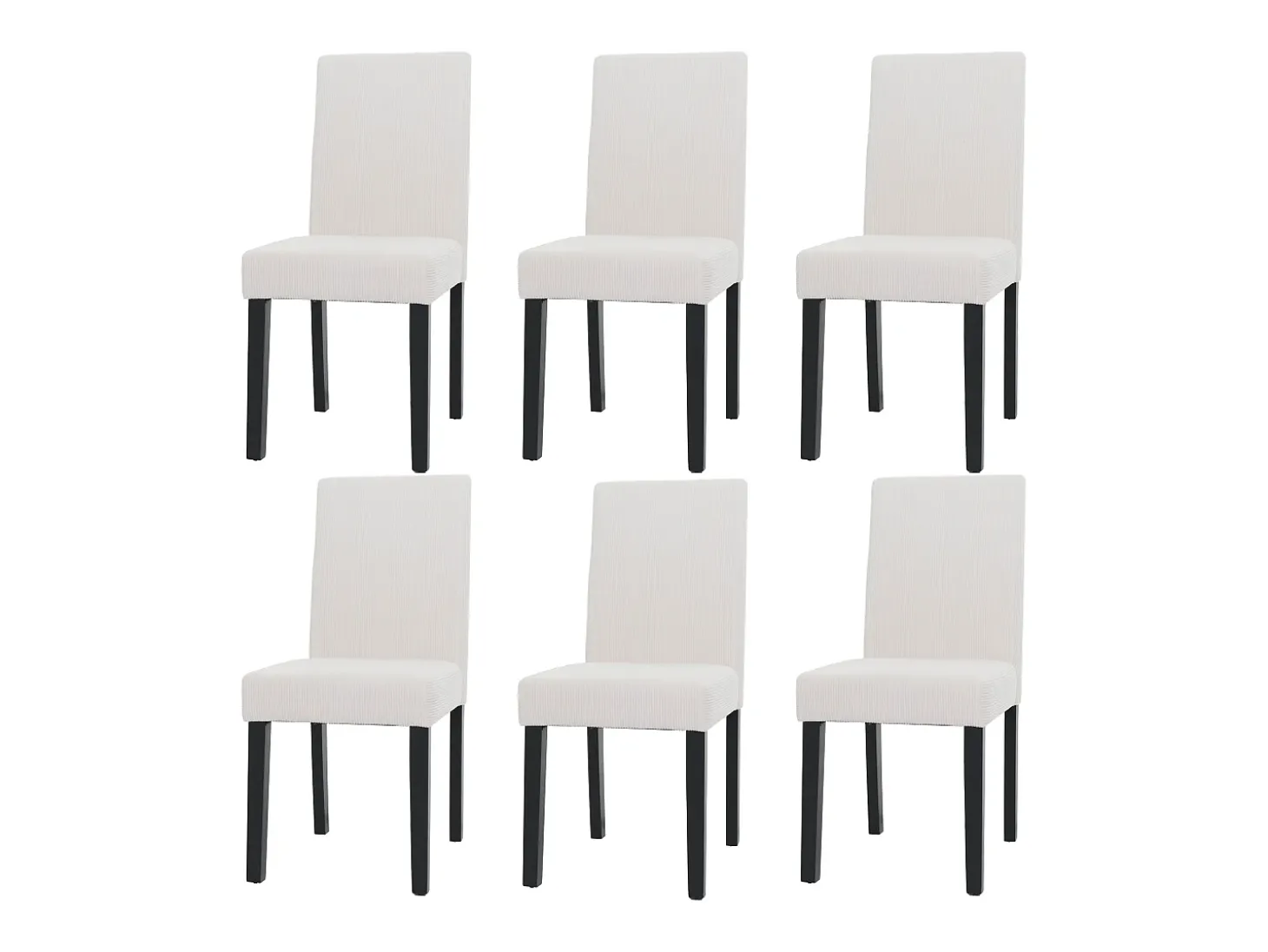 Silla de comedor Littau Cord (juego de 6), crema, patas oscuras