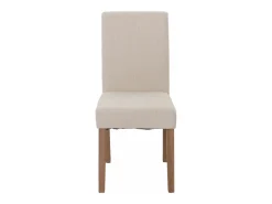 Silla de comedor Littau de chenilla (juego de 6), crema, patas color natural