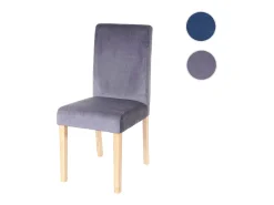 Silla de comedor Littau de terciopelo, gris, patas claras