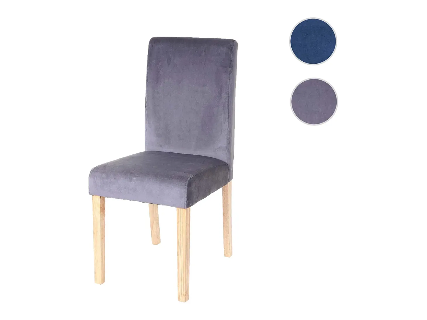 Silla de comedor Littau de terciopelo, gris, patas claras