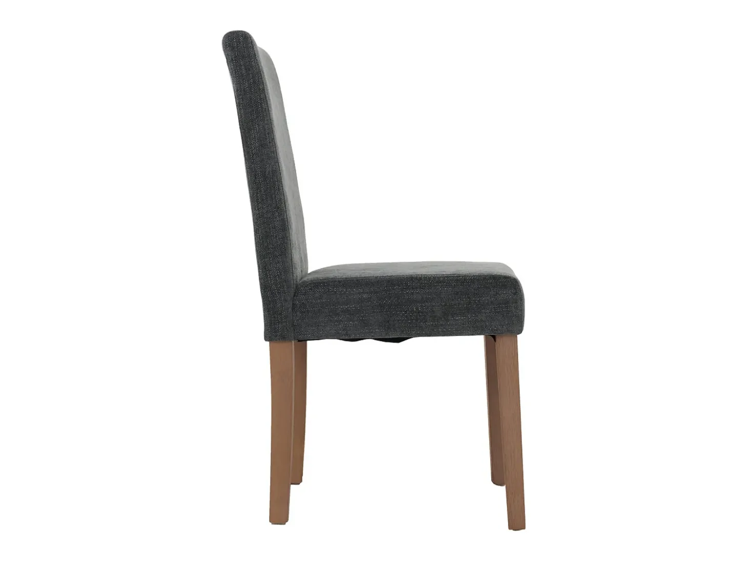 Silla de comedor Littau de chenilla (set de 2), gris oscuro, patas color natural