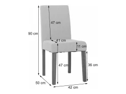 Silla de comedor Littau de chenilla (set de 2), gris oscuro, patas color natural
