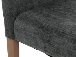 Silla de comedor Littau de chenilla (set de 2), gris oscuro, patas color natural