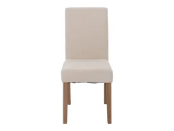 Silla de comedor Littau de chenilla (set de 4), crema, patas color natural