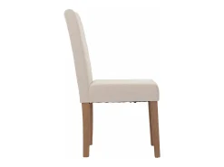Silla de comedor Littau de chenilla (set de 4), crema, patas color natural