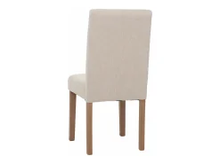 Silla de comedor Littau de chenilla (set de 4), crema, patas color natural