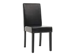 Silla de comedor Littau (juego de 6), cuero, negro, patas oscuras