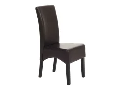Silla de comedor Littau (juego de 4), Cuero, marrón, patas oscuras