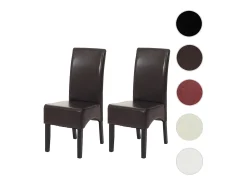 Silla de comedor Littau (juego de 2), Cuero, marrón, patas oscuras