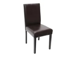 Silla de comedor Littau (juego de 2), Cuero, marrón, patas oscuras