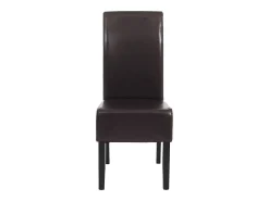 Silla de comedor Littau (juego de 2), Cuero, marrón, patas oscuras