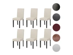 Silla de comedor Littau (juego de 6), cuero, blanco, patas oscuras