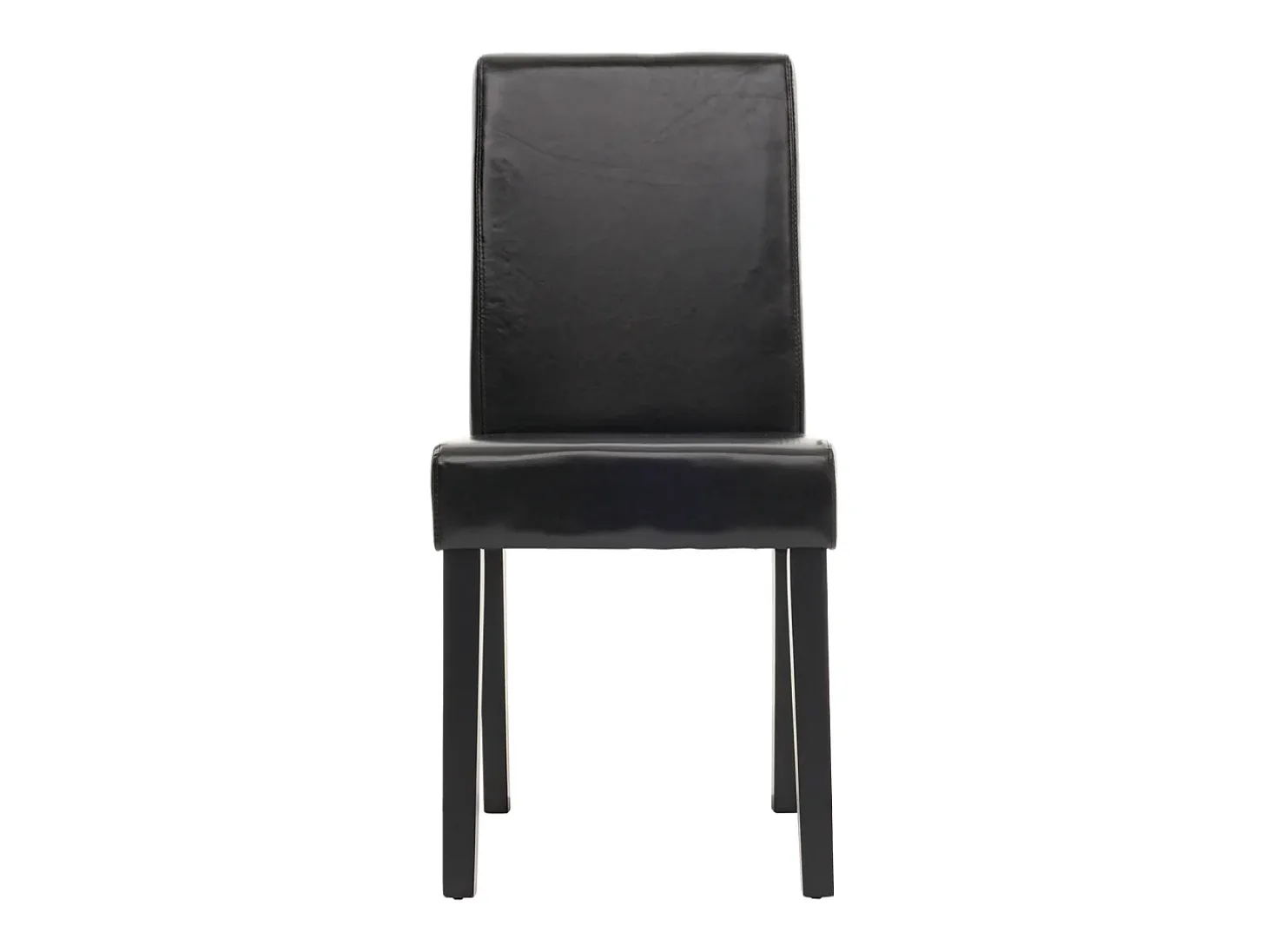 Silla de comedor Littau (juego de 4), Cuero sintético, negro, patas oscuras