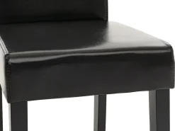 Silla de comedor Littau (juego de 4), Cuero sintético, negro, patas oscuras