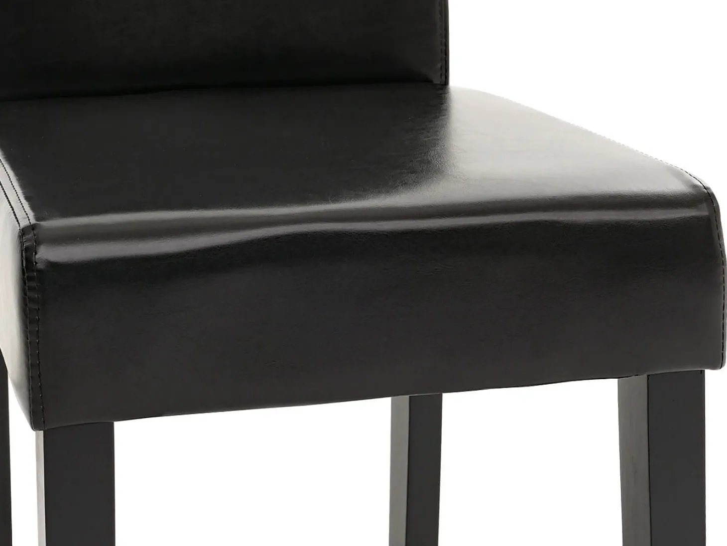 Silla de comedor Littau (juego de 4), Cuero sintético, negro, patas oscuras
