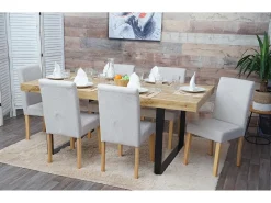 Silla de comedor Littau lettering, crema-beige, patas claras