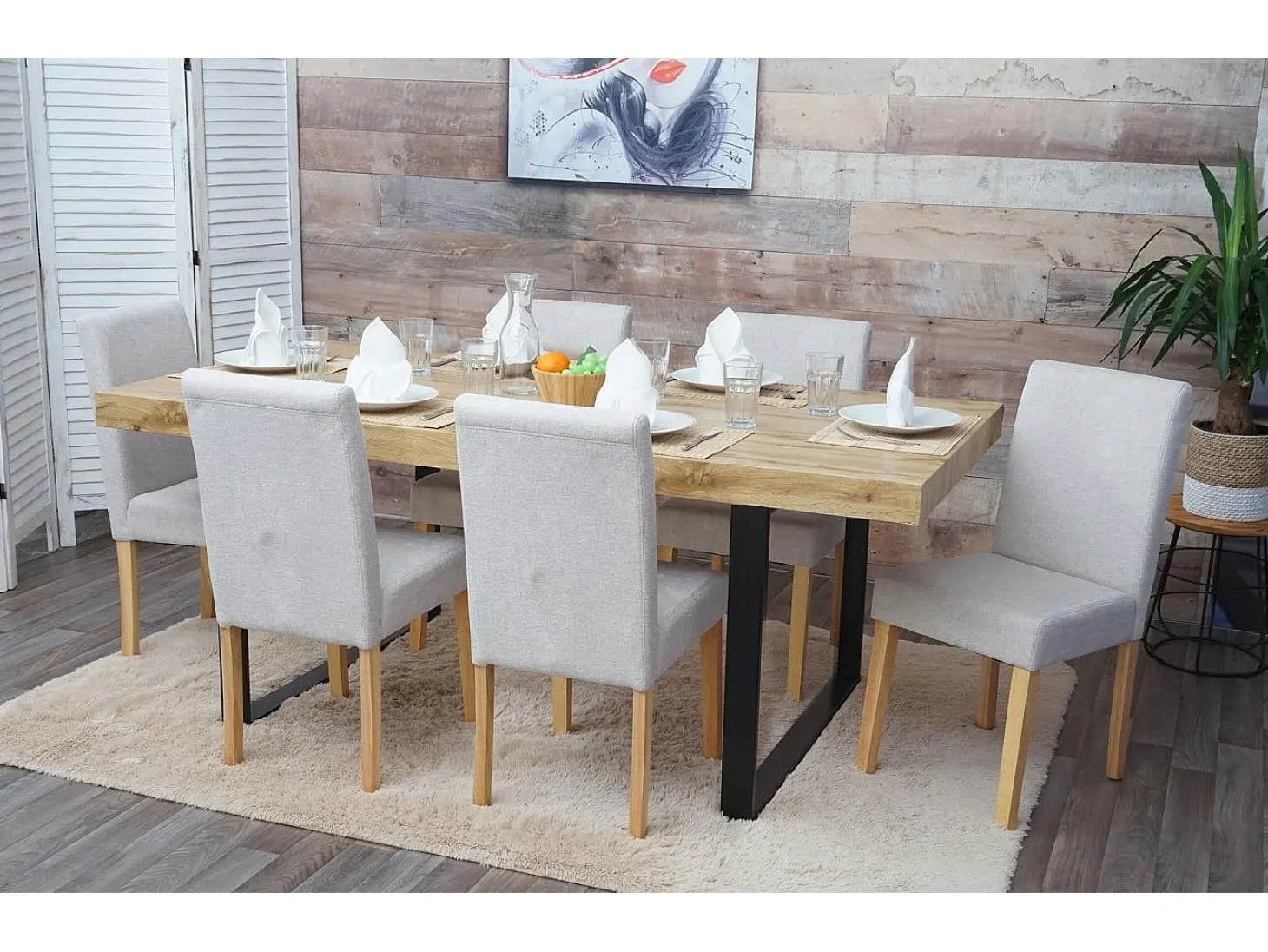Silla de comedor Littau lettering, crema-beige, patas claras