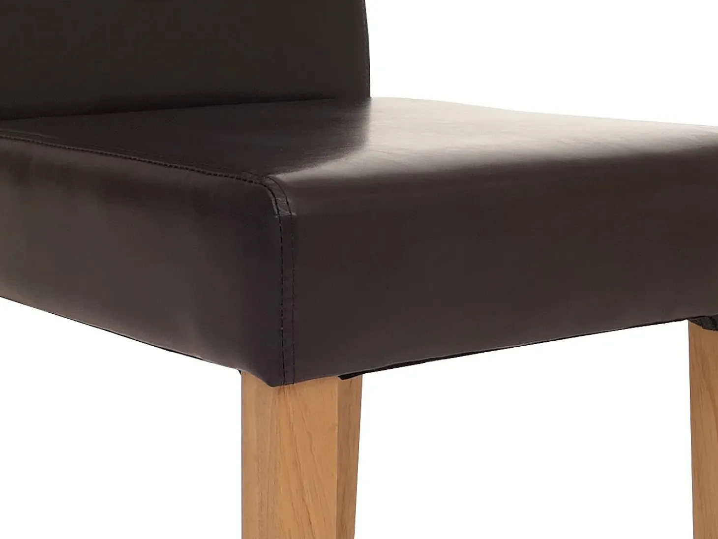 Silla de comedor Littau piel sintética lote de 2, polipiel, marrón, patas claras